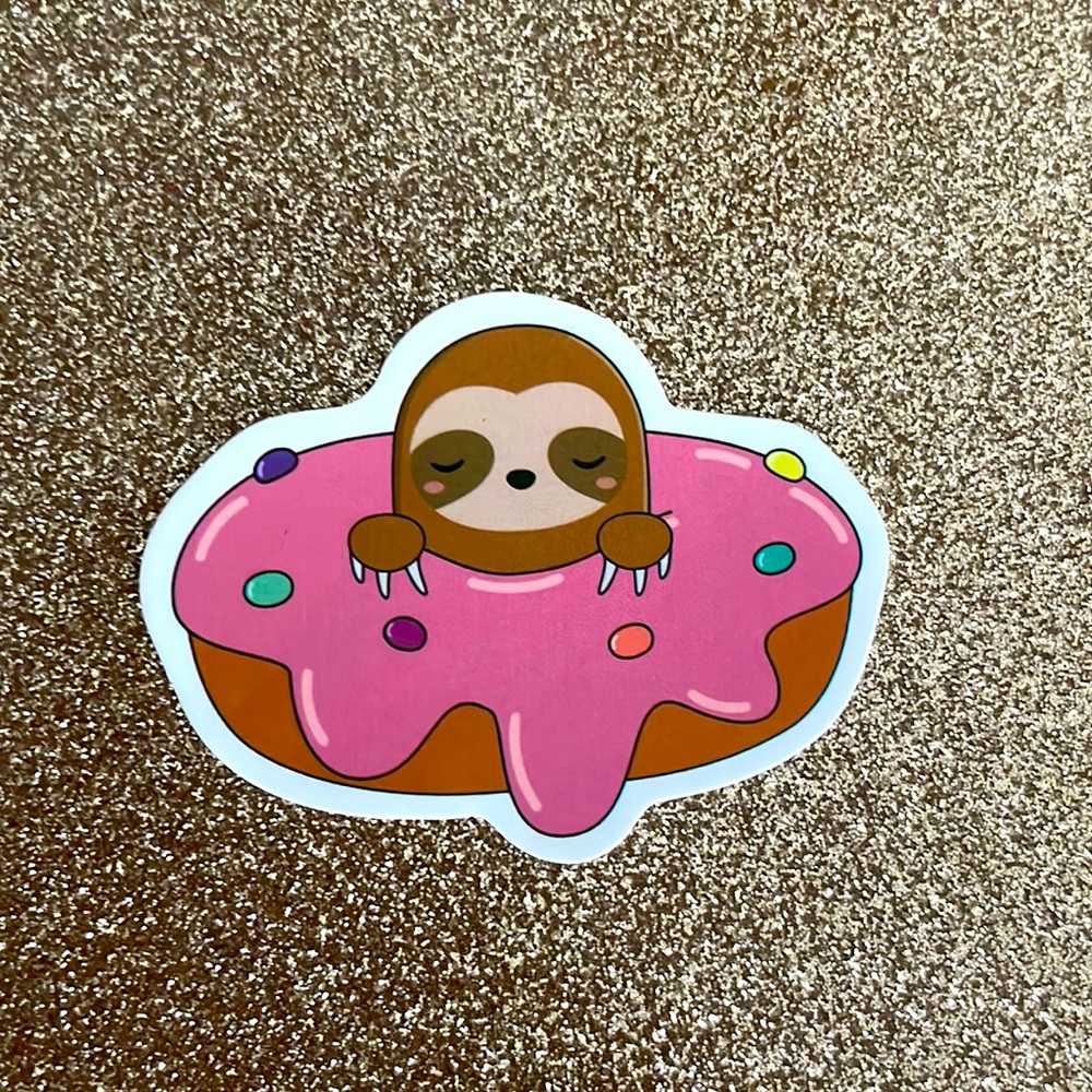 Sloth with donut sticker